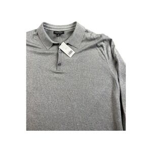 Banana Republic Mens Luxury Blend Long Sleeve Gray‎ Polo Shirt Sweater XL